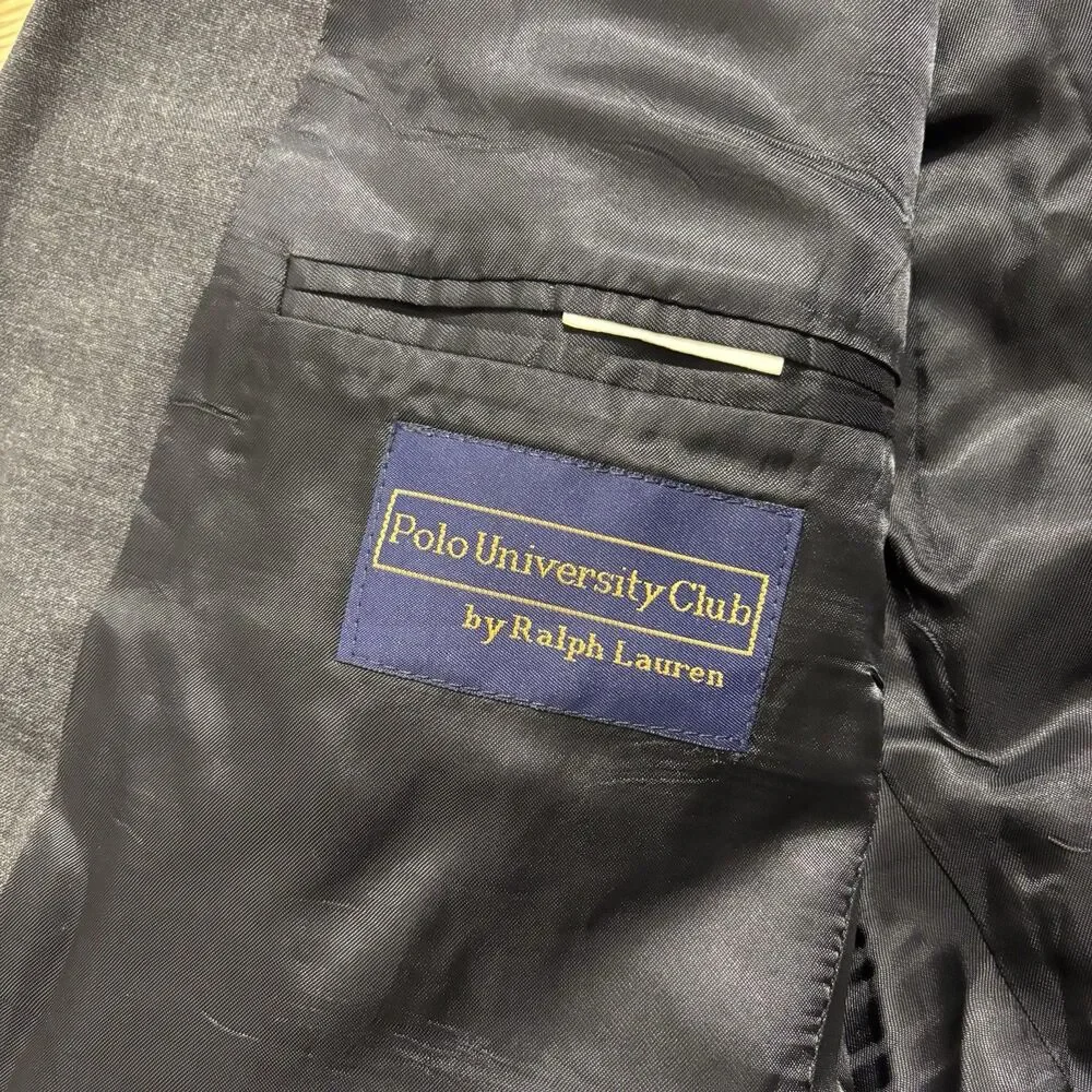 Polo University Club Ralph Lauren Blazer Men’s Sz 44 Gray Sport Coat USA READ